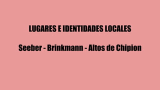 LUGARES E IDENTIDADES LOCALES 
Seeber - Brinkmann - Altos de Chipion 
 