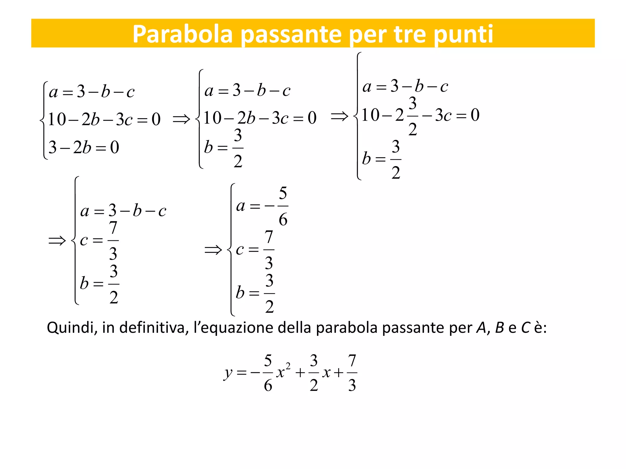 Trovare Equazione Parabola Con 3 Punti