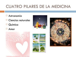 CUATRO PILARES DE LA MEDICINA Astronomía Ciencias naturales Química Amor 