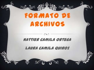 FORMATO DE
 ARCHIVOS

Nattier Camila Ortega
Laura Camila Quiroz
 