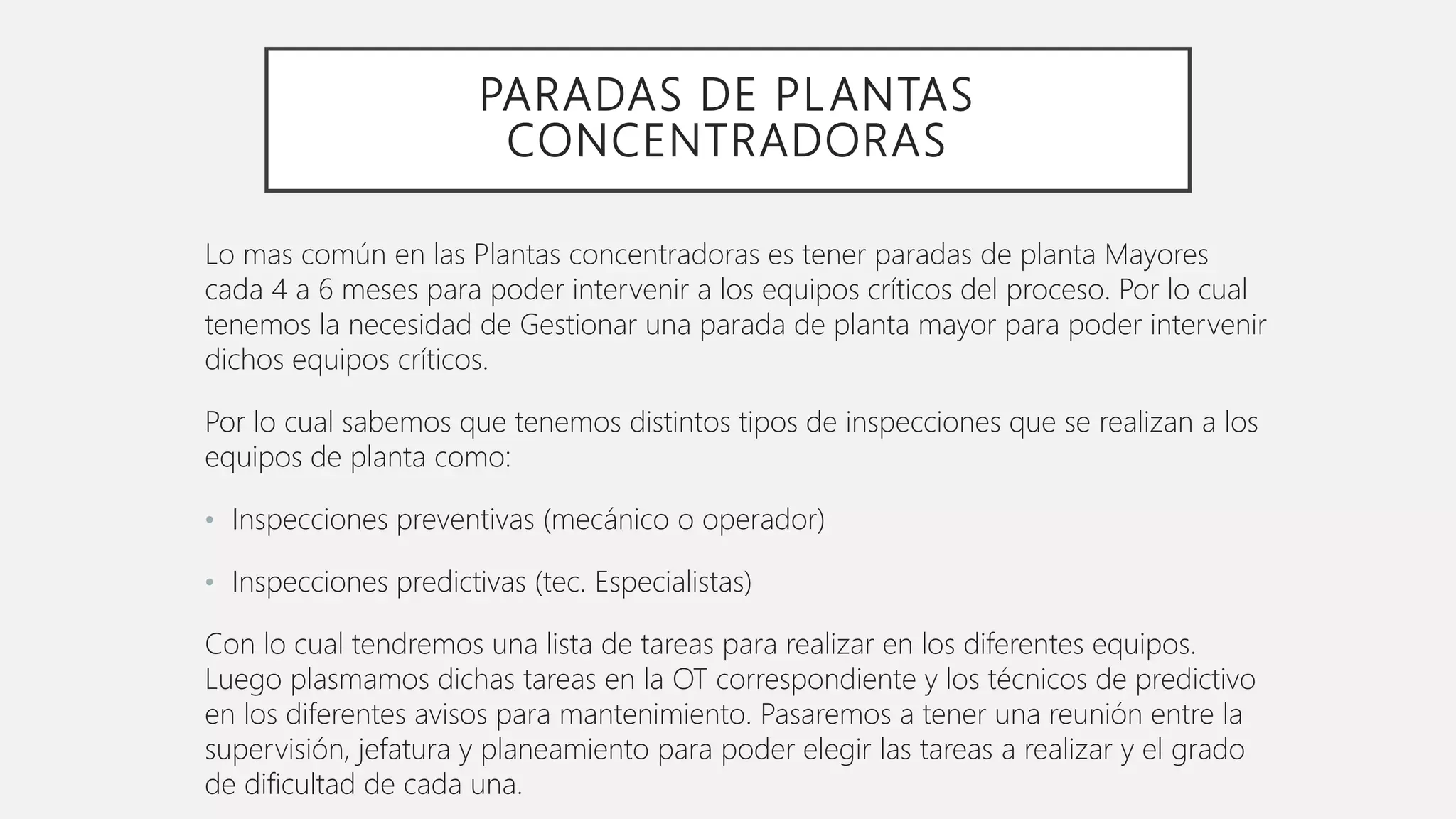 PARADA DE PLANTA CONCENTRADORA | PPTX