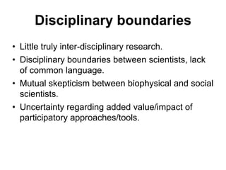 Participatory agricultural research in CGIAR: Challenges and opportunities 