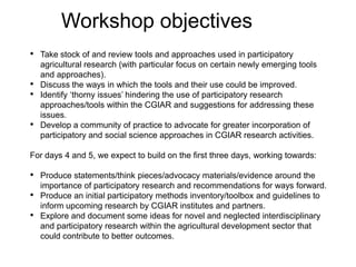 Participatory agricultural research in CGIAR: Challenges and opportunities 
