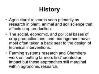 Participatory agricultural research in CGIAR: Challenges and opportunities 
