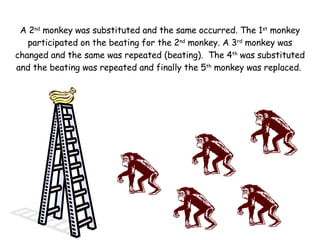 A 2 nd  monkey was substituted and the same occurred. The 1 st  monkey participated on the beating for the 2 nd  monkey. A...