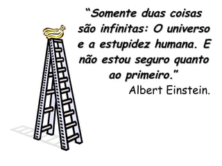 “ Somente duas coisas são infinitas: O universo e a estupidez humana. E não estou seguro quanto ao primeiro. ” Albert Einstein. 