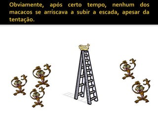 Obviamente, após certo tempo, nenhum dos macacos se arriscava a subir a escada, apesar da tentação.