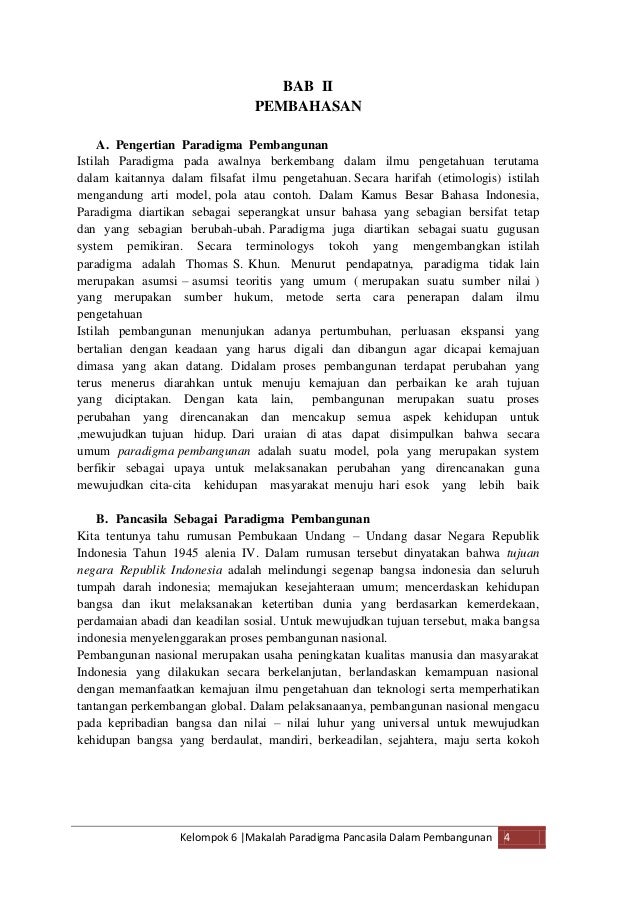 Paradigma pancasila dalam pembangunan
