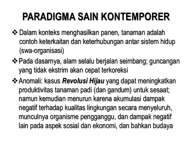 Paradigma sain kontemporer, kedaulatan pangan dan hortikultura