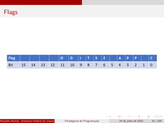 Flags
Ronaldo Ramos (Instituto Federal do Ceará) Paradigmas de Programação 24 de julho de 2023 51 / 205
 