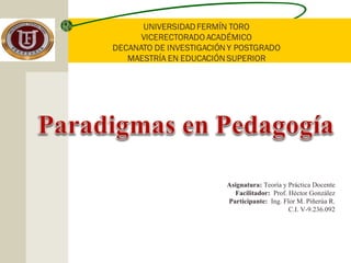 Asignatura: Teoría y Práctica Docente
Facilitador: Prof. Héctor González
Participante: Ing. Flor M. Piñerúa R.
C.I. V-9.236.092
 