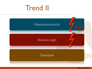 Trend II

  Präsentationsschicht
                         Ajax

    Business-Logik



      Datenbank


                          Mayﬂower GmbH 2009
 