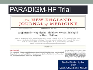 PARADIGM-HF Trial
By- Md Shahid Iqubal
JR-2
Deptt. Of Medicine, NMCH
 