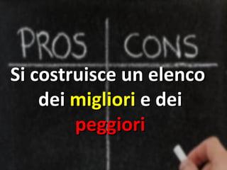 Si costruisce un elenco
    dei migliori e dei
        peggiori
 