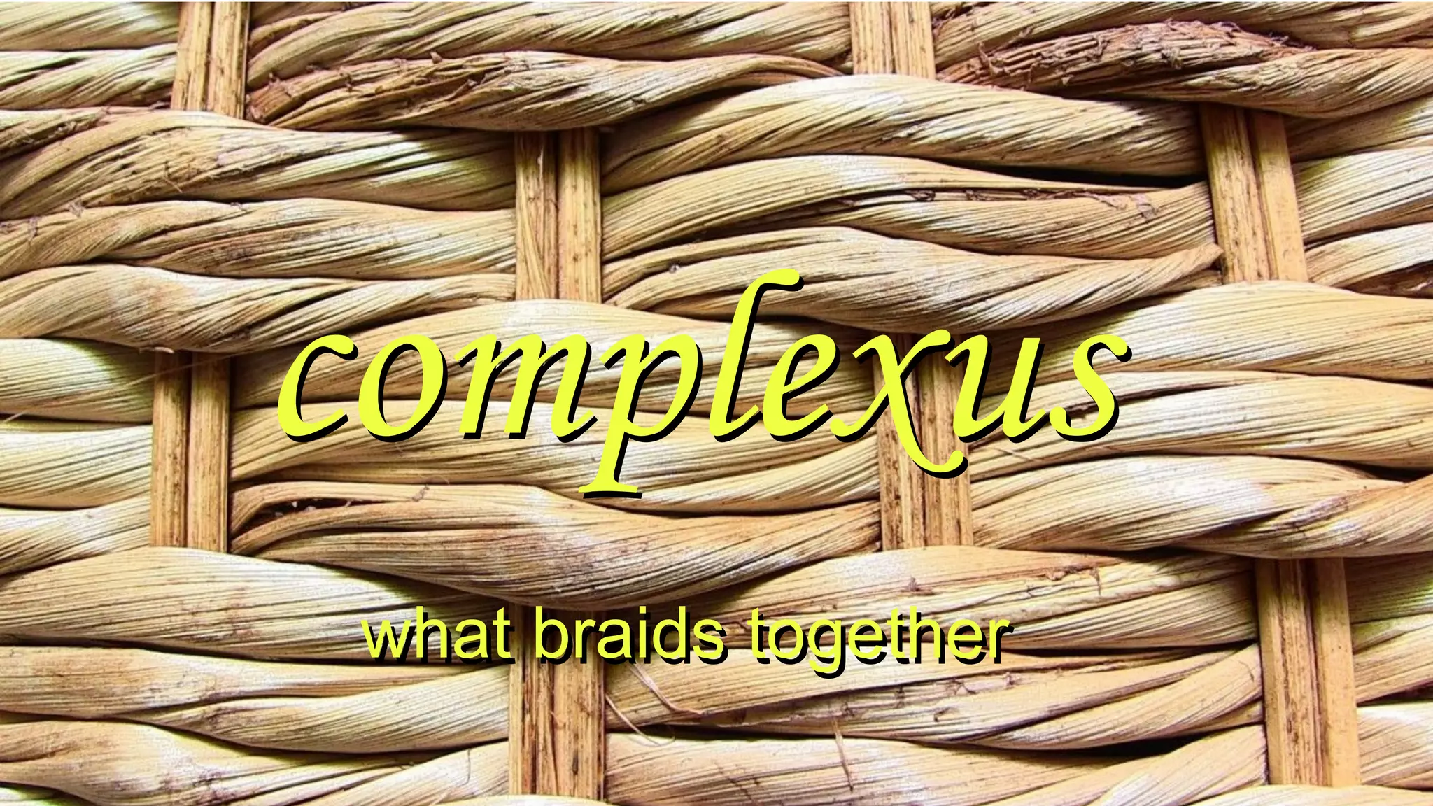 complexus
what braids together
complexus
what braids together
 