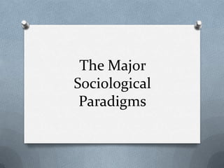 The Major Sociological Paradigms 