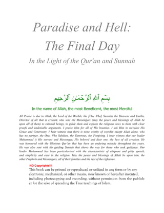 Paradise and Hell : The Final Day in the Light of the Qur'an and Sunnah :  Islamic Creed Series Volume 5 (2nd Edition)