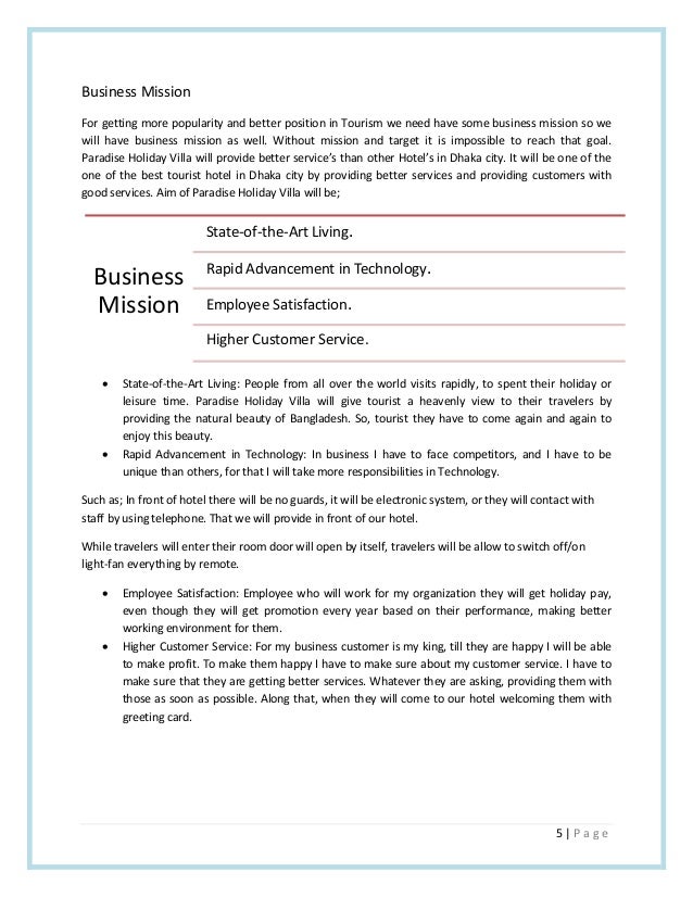 sample of hotel business plan pdf