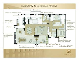 PLANTA TIPO228 M² COM HALL PRIVATIVO




                        4 DORMITÓRIOS
                                    4 DORMITÓRIOS
 