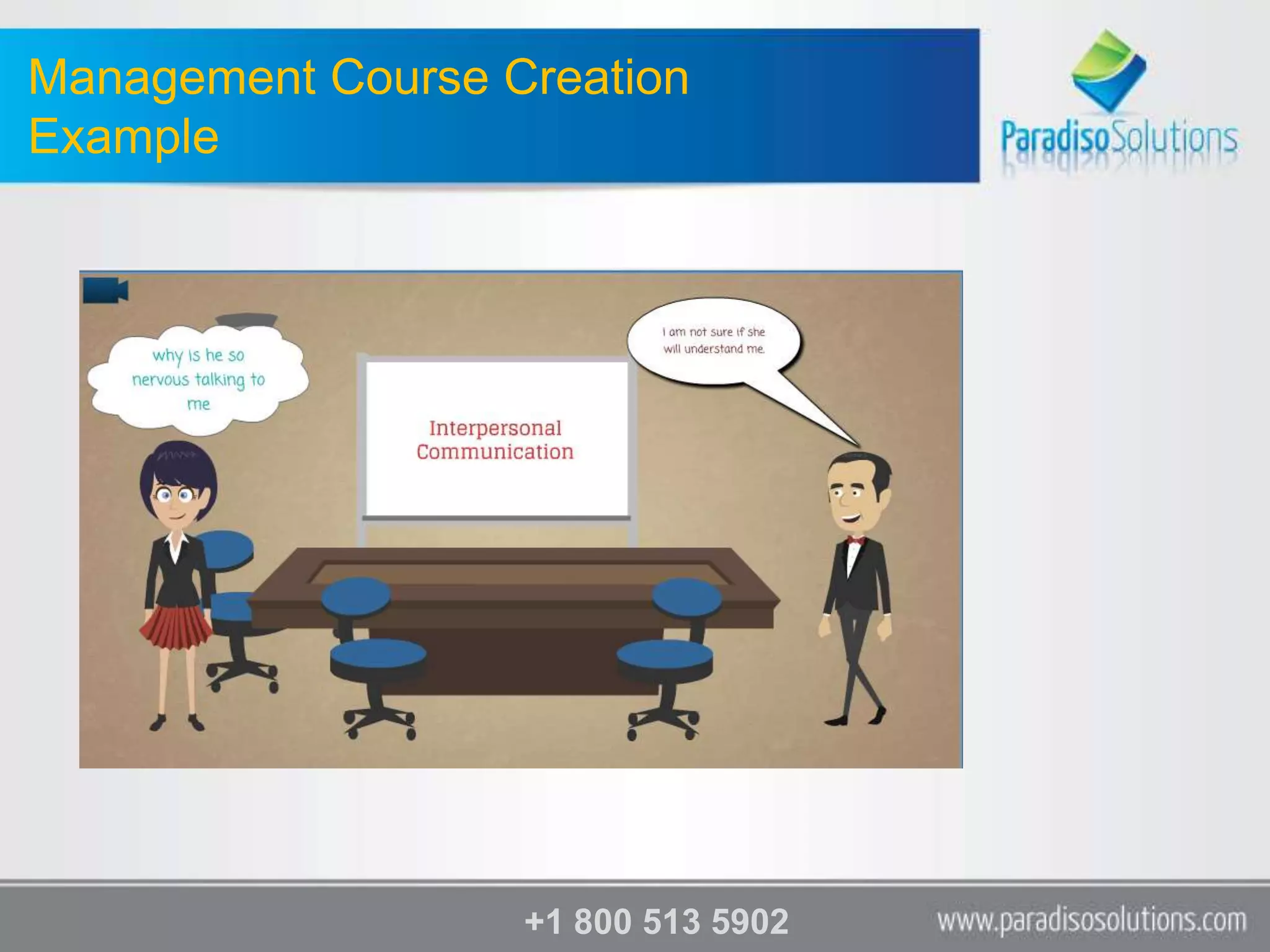Management Course Creation
Example




                   +1 800 513 5902
 