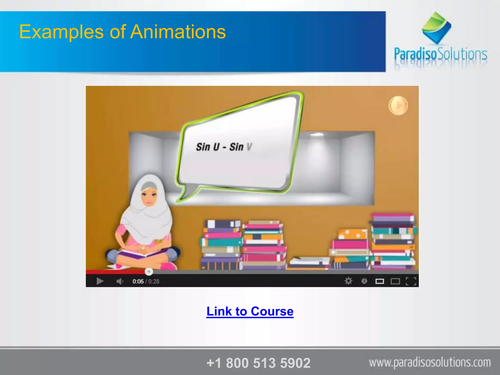 Examples of Animations




                   Link to Course



                   +1 800 513 5902
 