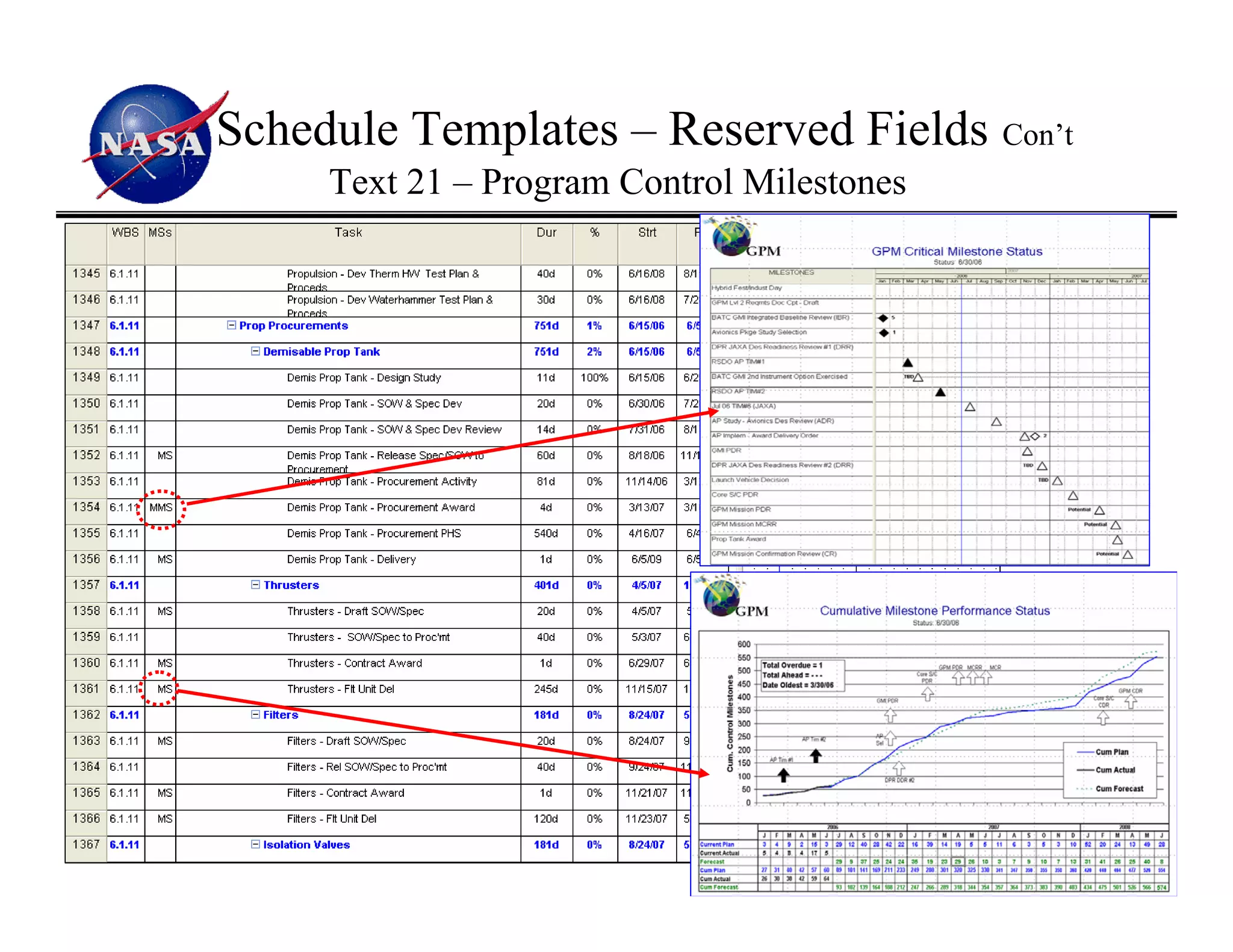 Schedule Templates – Reserved Fields Con’t
     Text 21 – Program Control Milestones




                                             11
 