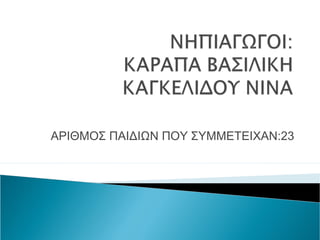 ΑΡΙΘΜΟΣ ΠΑΙΔΙΩΝ ΠΟΥ ΣΥΜΜΕΤΕΙΧΑΝ:23
 
