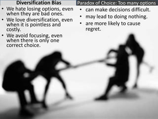 Diversification Bias<br />We hate losing options, even when they are bad ones.  <br />We love diversification, even when i...