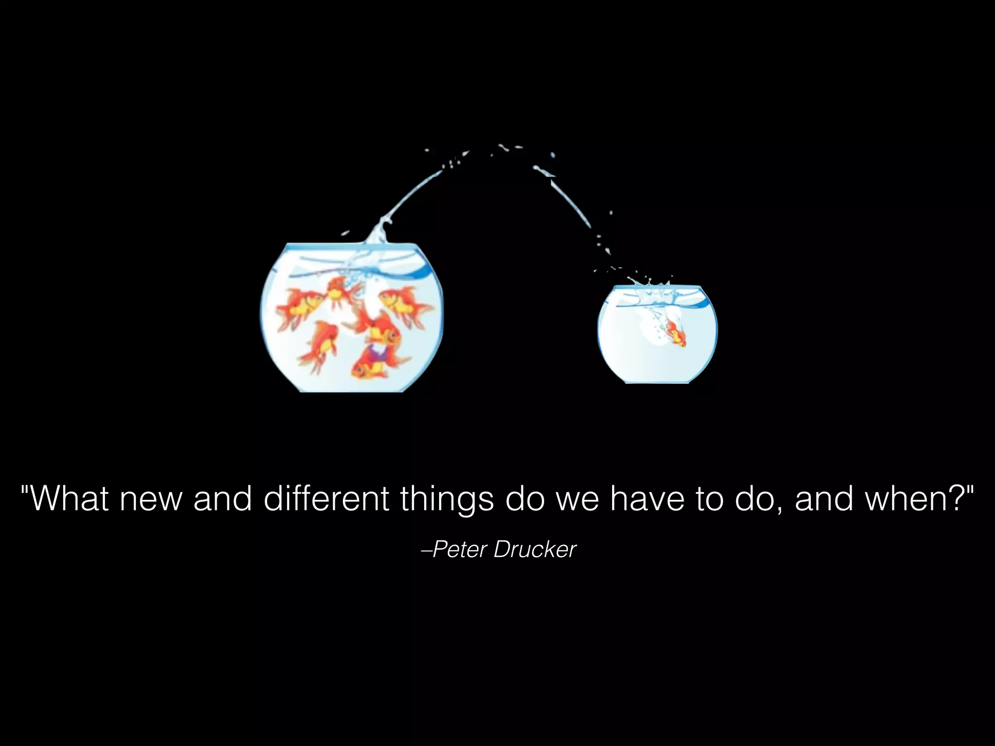 "What new and different things do we have to do, and when?" 
–Peter Drucker 
 
