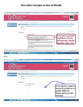 Para editar mensajes en foro en Moodle




NOTA:
 