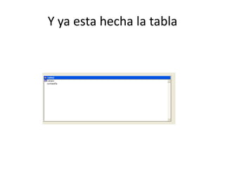 Y ya esta hecha la tabla