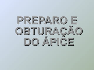 PREPARO E
OBTURAÇÃO
 DO ÁPICE
 