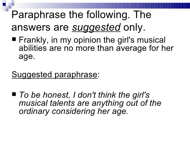 Paraphrasing exercises 1