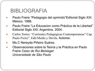 Paulo Freire y su propuesta de educación dialógicaES IMPORTANTE INTRODUCIR EL DIÁLOGODe acuerdo a Paulo Freire se plantea la exigencia de un programa elaborado dialógicamente, en una educación con visión humanista y de carácter científico.