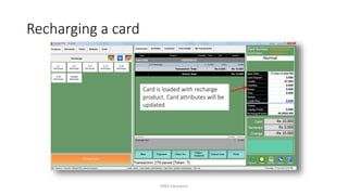 Card is loaded with recharge
product. Card attributes will be
updated.
Recharging a card
AIMS Education
 