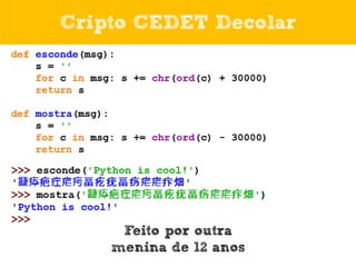 Cripto CEDET Decolar

Feito por outra
menina de 12 anos

 