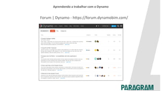Aprendendo a trabalhar com o Dynamo
Forum | Dynamo - https://forum.dynamobim.com/
 