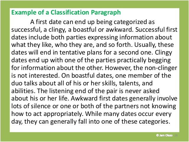 classification paragraph examples