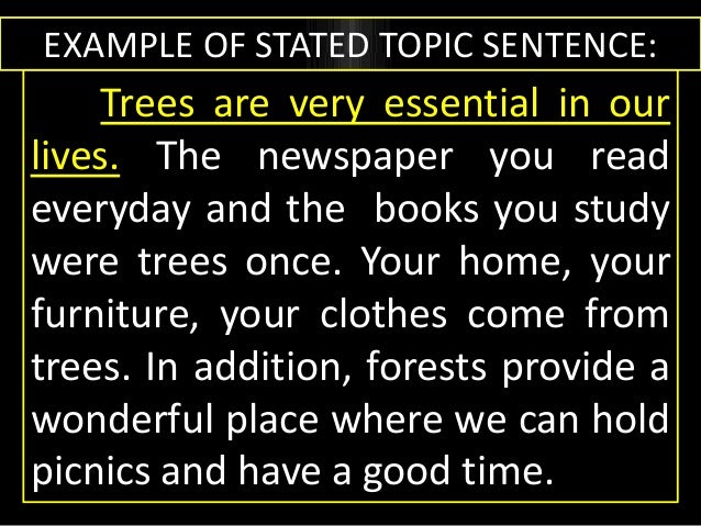 the paragraph and topic sentence example of short essays