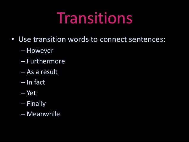 Organization and transitions essay writing