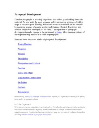 Paragraph development | PDF
