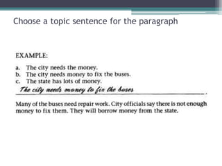 Choose a topic sentence for the paragraph
 