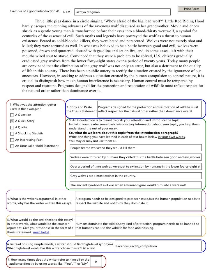Paragraph Exercise Print Form Example Of A Good Introduction Name Jazmyn Dingman Three Little Pigs Assignment Helper In Australia also Blog Writing Services Canada Essay Topics For High School English