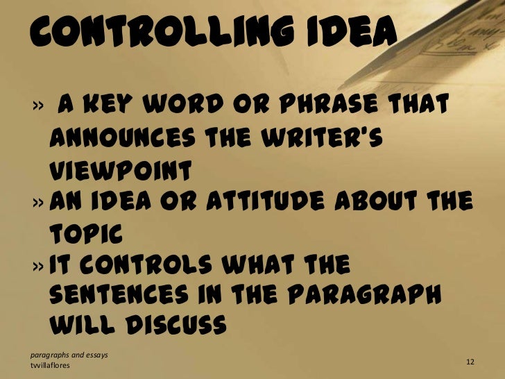 Controlling idea essay