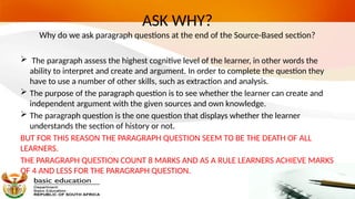 History Paragraph Writing: is a cognitive level 3 questions in history ...