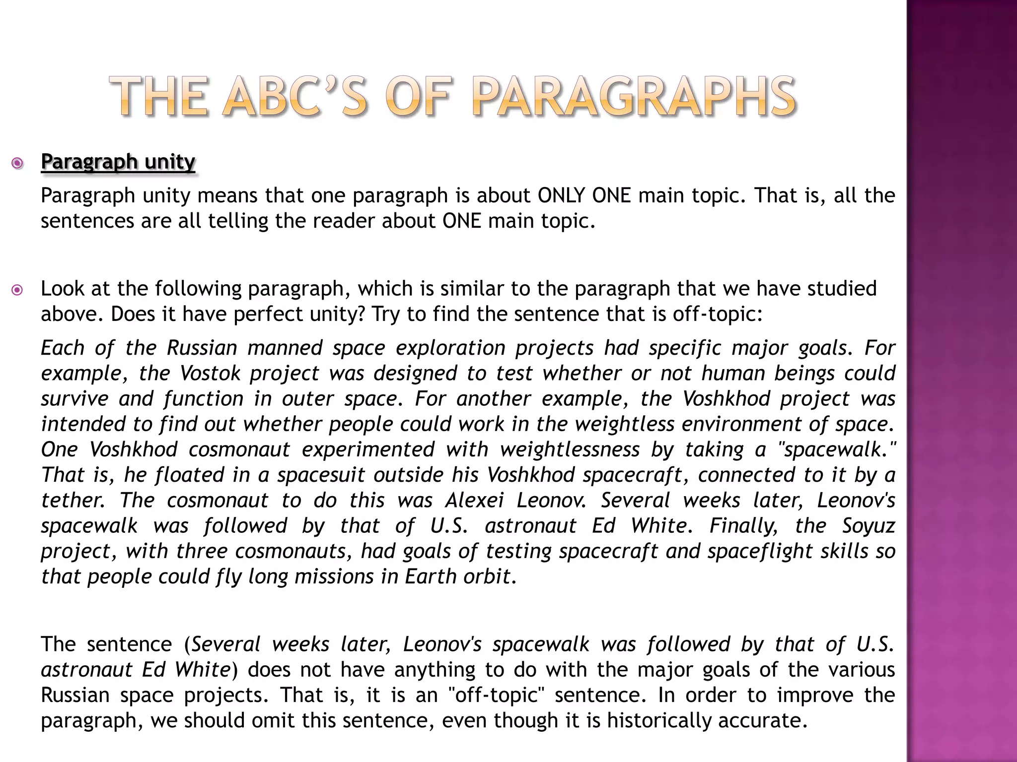 Paragraph writing the abc's of paragraphs | PPTX