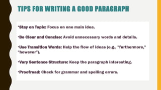 Paragraph Mistakes Examples Paragraph writing and The process of avoiding mistakes | PPT
