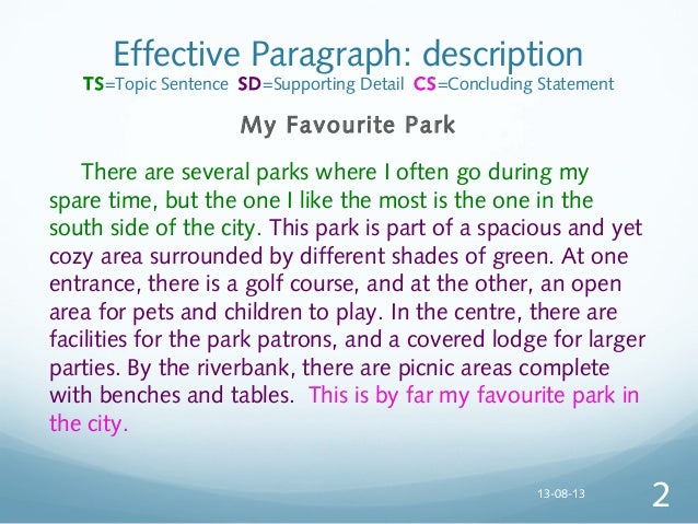 descriptive essay on park
