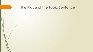 The Place of the Topic Sentence
 