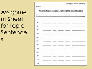 Assignment Sheet for Topic Sentences